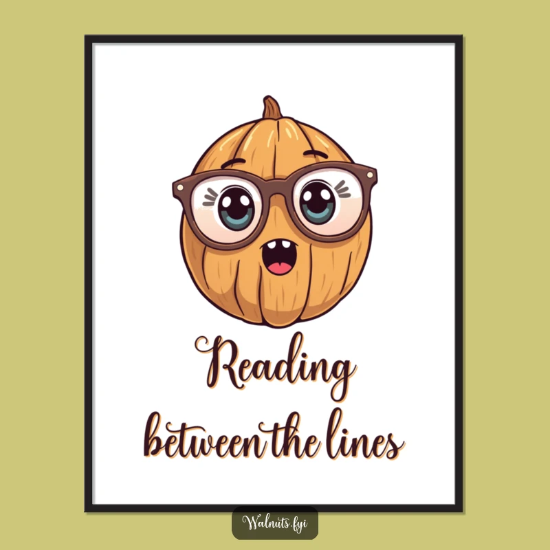 Free Printable Wall Art: Surprised Walnut, Big Glasses, Quirky Decor Downloadable!