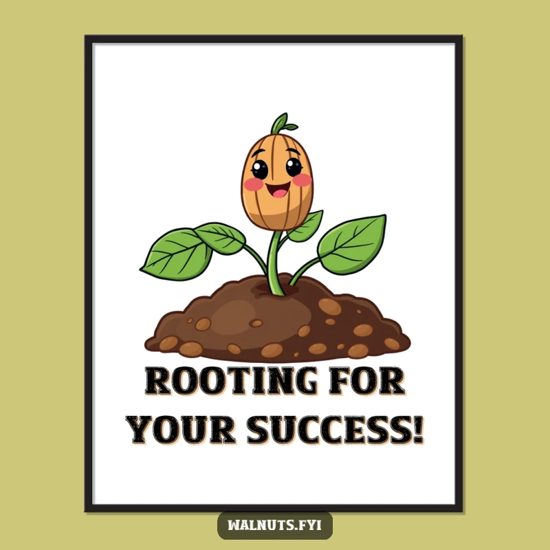 Free Printable Wall Art: Smiling Walnut Sprout, Funny Downloadable Decor for a Cheerful Home