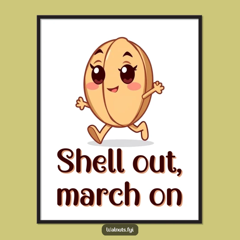 Funny Free Printable Wall Art: Determined Walnut Marching, Motivational Downloadable Decor