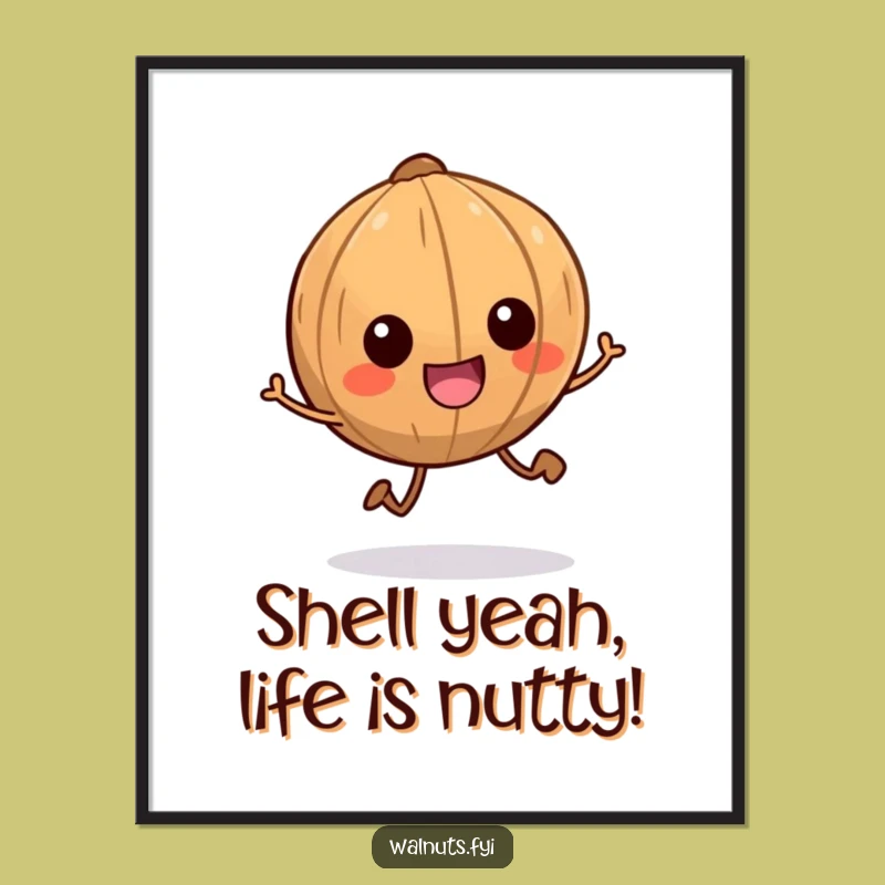 Free Printable Wall Art: Energetic Walnut Character - Funny Downloadable Decor for Your Home