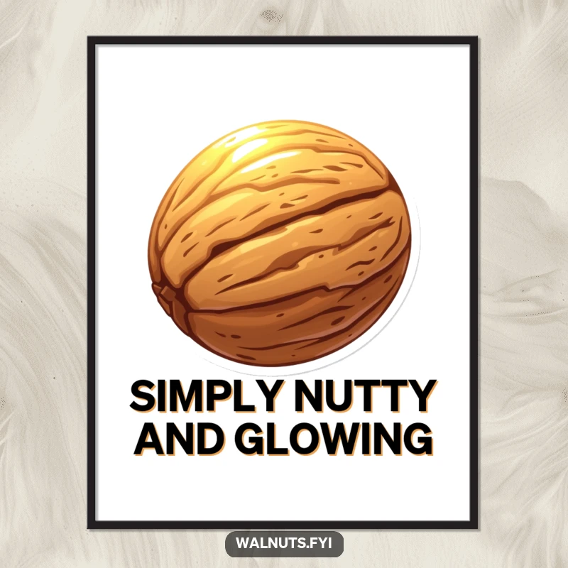 Funny Free Printable Wall Art showcasing a single walnut radiating a soft, glorious aura, creating a peaceful and uplifting ambiance.