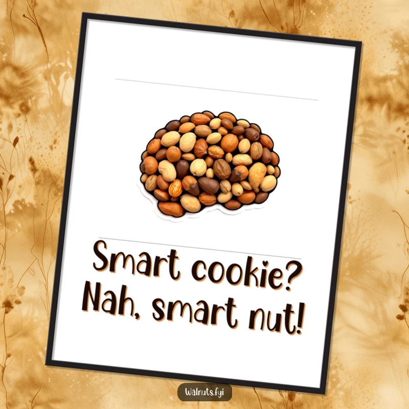Funny Free Printable Wall Art: A fascinating brain constructed from a mix of nuts, symbolizing knowledge, a clever downloadable art piece.