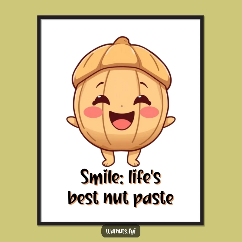 Free Printable Wall Art: Happy Walnut Smile Funny Downloadable Art Gift