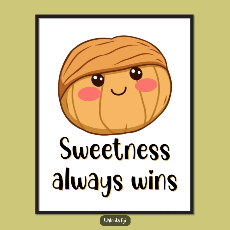 Free Printable Wall Art: Cute Kawaii Walnut, Rosy Cheeks, Adorable Decor Downloadable!