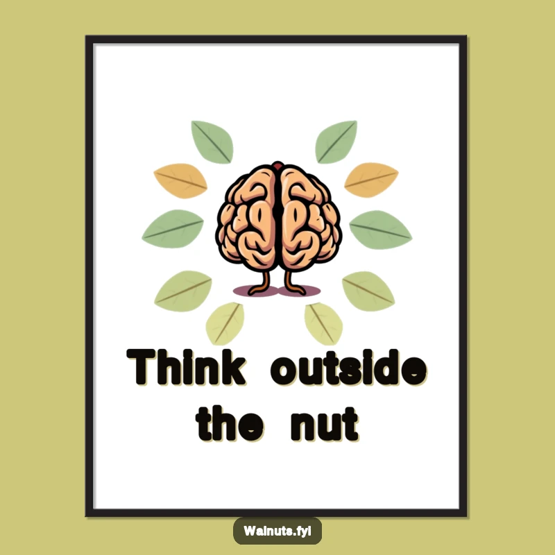 Funny Free Printable Wall Art: Brainy Walnut Silhouette for Smart Decor!
