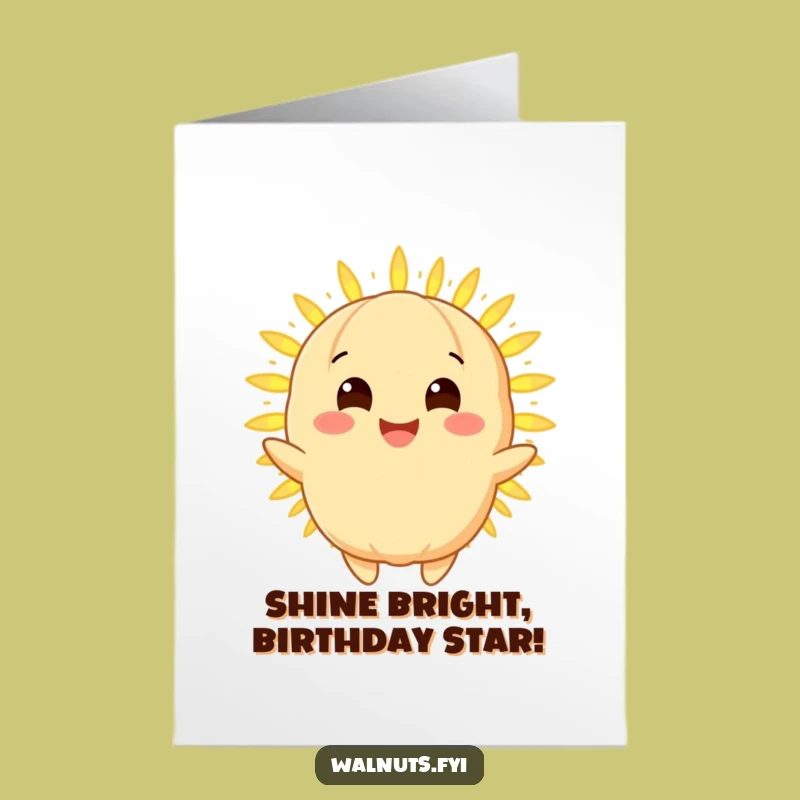 Free Printable Birthday Card: Golden Macadamia Nut Spreading Joyful Light Funny Downloadable Gift