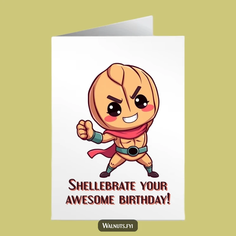 Free Printable Birthday Card: Heroic Walnut Funny Downloadable Gift
