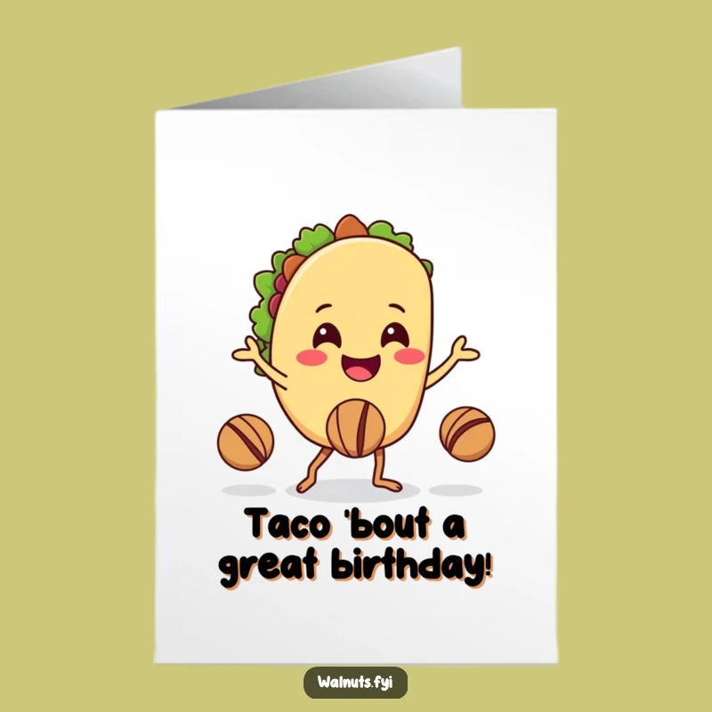 Free Printable Birthday Card: Juggling Taco - Funny Downloadable Gift