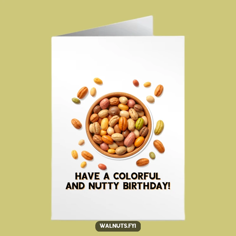 Free Printable Birthday Card: Colorful Nut Bowl, Downloadable Greeting Card Gift