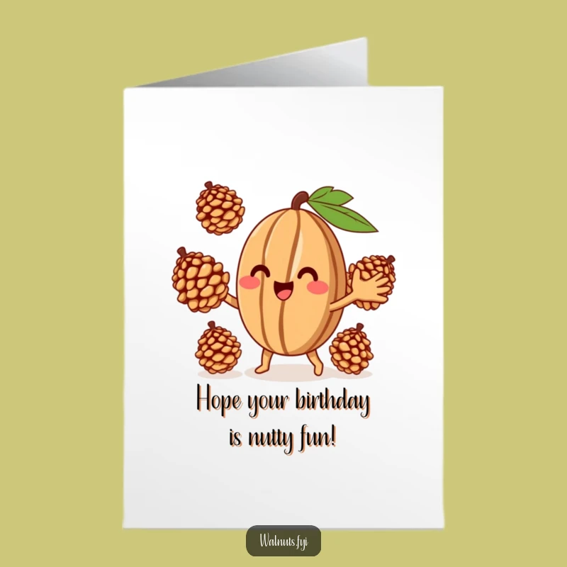 Free Printable Birthday Card: Funny Juggling Walnut, Hilarious DIY Downloadable Gift