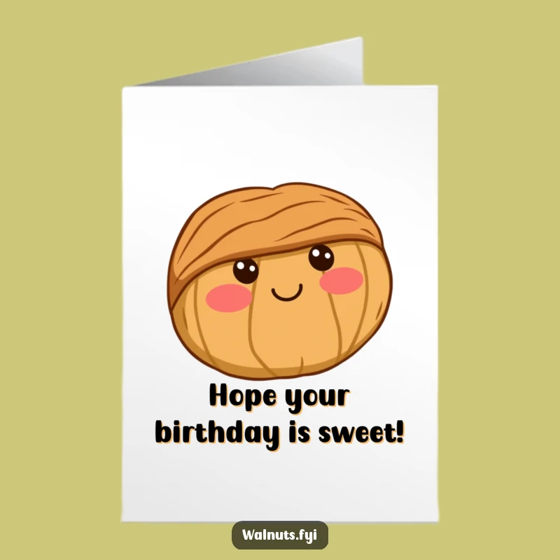 Free Printable Birthday Card: Cute Kawaii Walnut, Rosy Cheeks, Sweet Downloadable Gift!