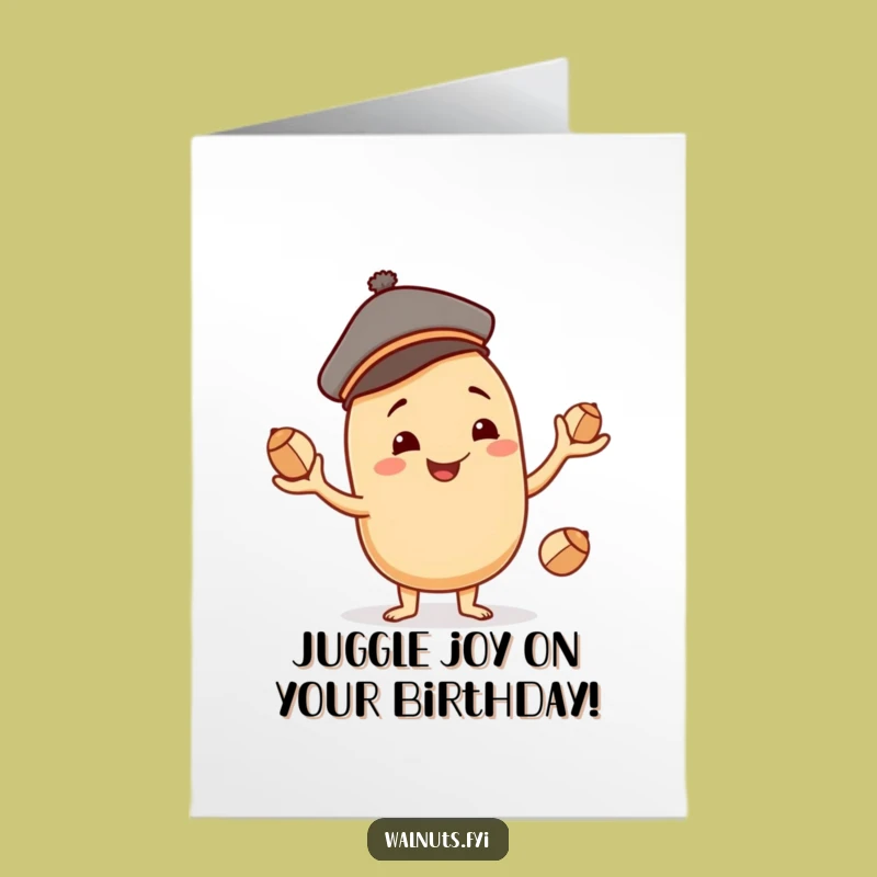 Free Printable Cashew Birthday Card: Juggling Fun, Funny Downloadable Gift