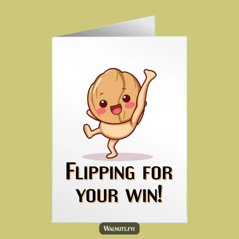 Free Printable Congrats Card: Walnut's Victory Cartwheel, Funny Downloadable Gift