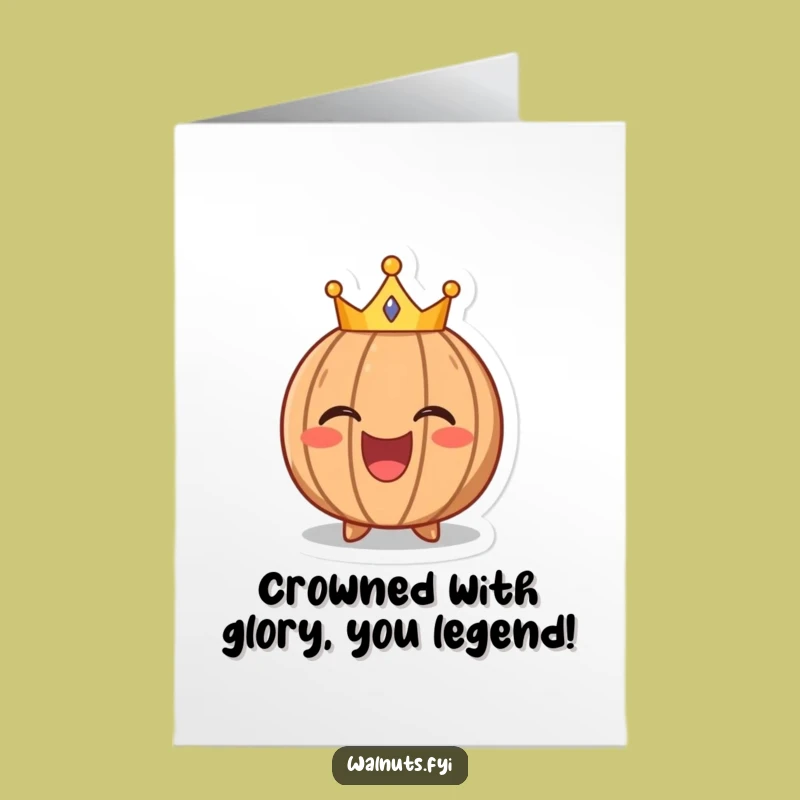 Free Printable Congrats Card: Crowned Walnut Laughing Funny Downloadable Gift