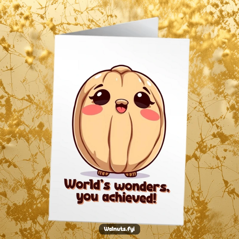 Funny Free Printable Congratulations Card: A curious walnut character gazes skyward with wonder, contemplating dreams and future possibilities.