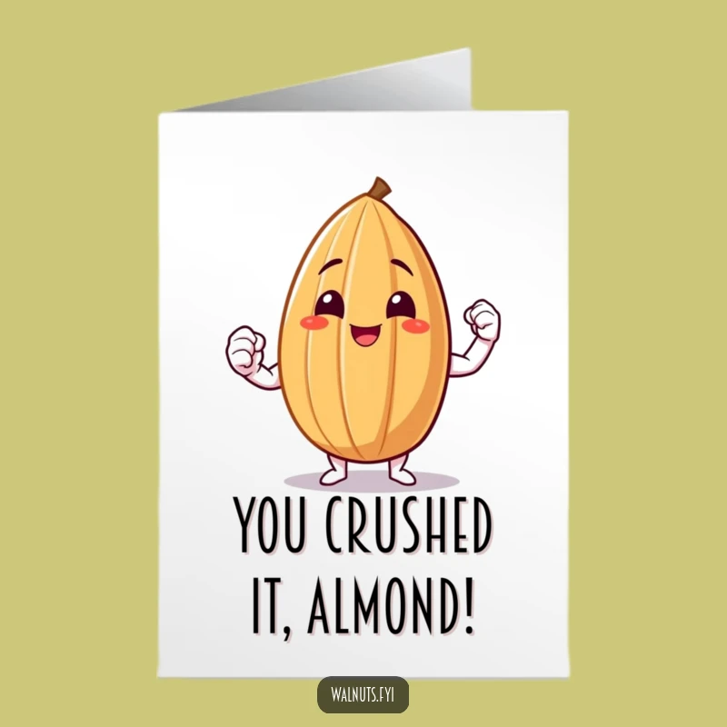 Free Printable Congrats Card: Funny Almond Flexing Triumph DIY Gift