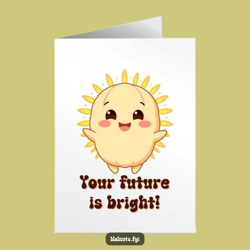 Free Printable Congrats Card: Golden Macadamia Nut Celebrating Success with Glowing Light