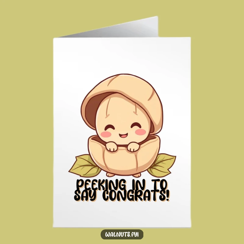 Free Printable Peeking Walnut Congrats Card - Shy Downloadable Gift