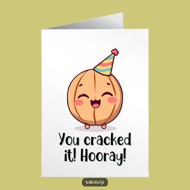 Free Printable Walnut Congrats Card: Winking Nut Cheers Success - Downloadable Gift