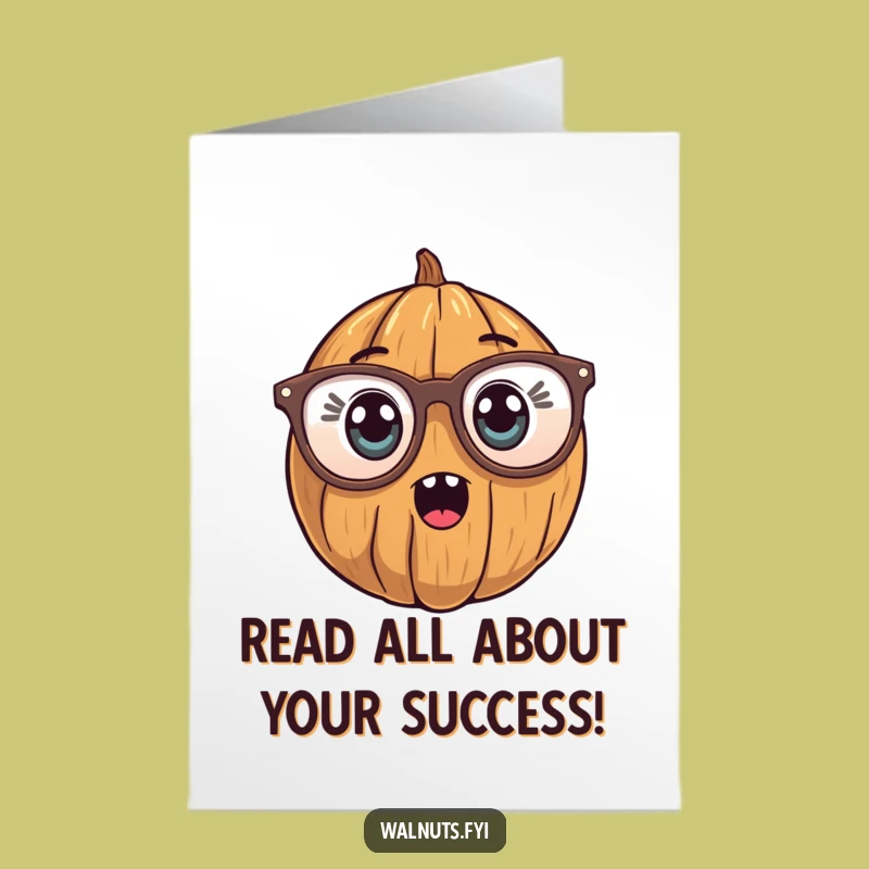 Free Printable Congrats Card: Surprised Walnut, Big Glasses, Shocking Success Downloadable!