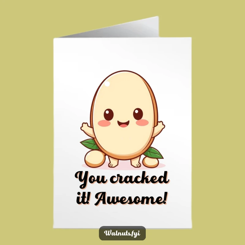 Free Printable Congrats Card: Kawaii Nut Celebrates Success, Funny Downloadable Achievement