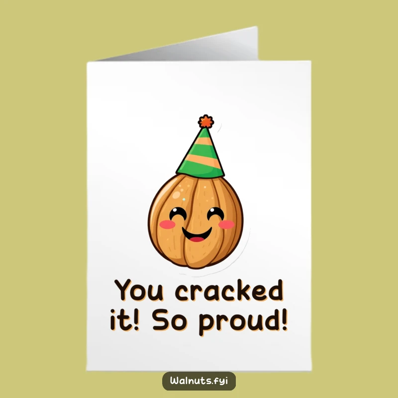 Free Printable Congrats Card: Amusing Walnut Party Hat, Downloadable Card for Success Gift