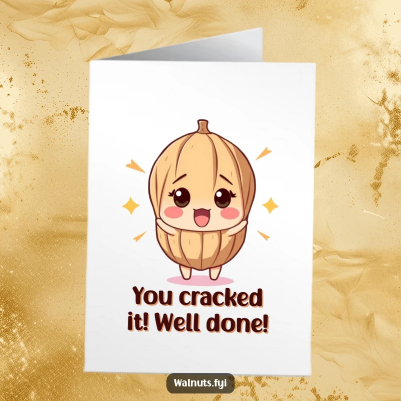 Funny Free Printable Congratulations Card: A wide-eyed walnut recoiling from an unexpected pop, ideal for celebrating news.