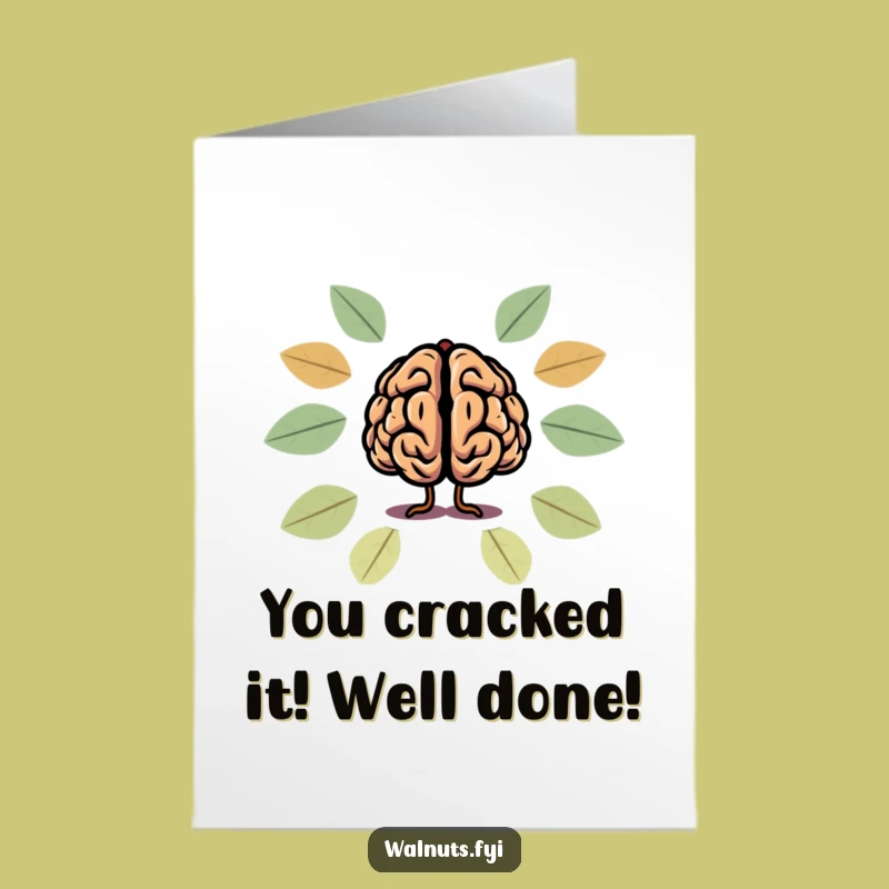 Congrats Free Printable Card: Brainy Walnut Achievement for Your Big Win!