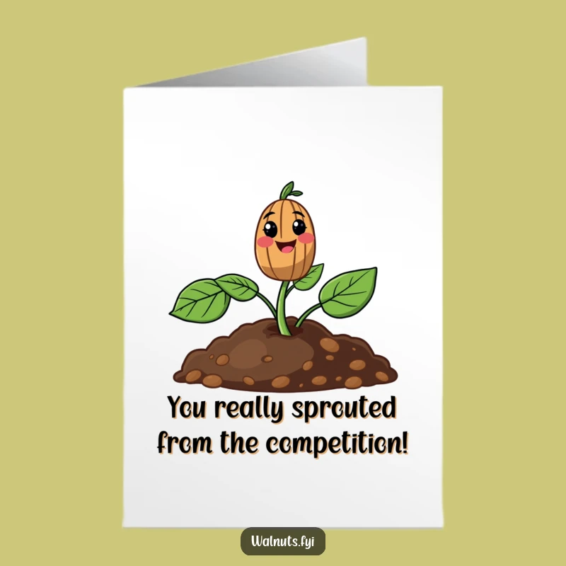 Free Printable Congratulations Card: Sprouting Walnut, A Funny Downloadable Gift for New Beginnings