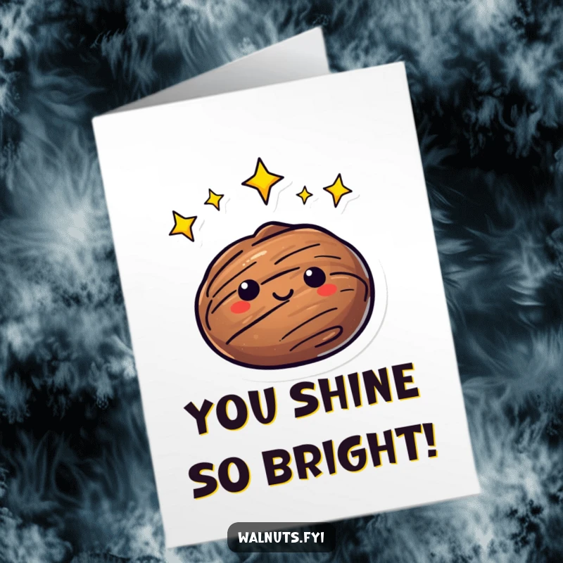 Funny Free Printable Congratulations Card with a walnut enveloped by bright, twinkling stars, symbolizing a brilliant achievement and stellar congratulations.