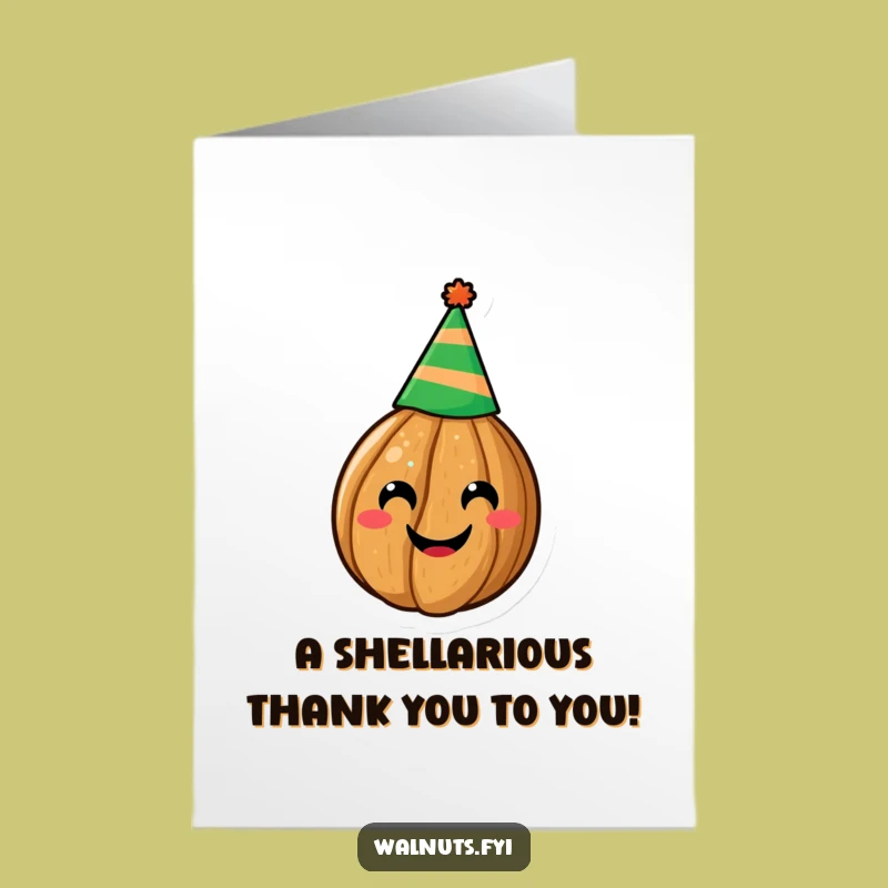 Free Printable Thank You Card: Grateful Walnut Party Hat, Downloadable Card Gift