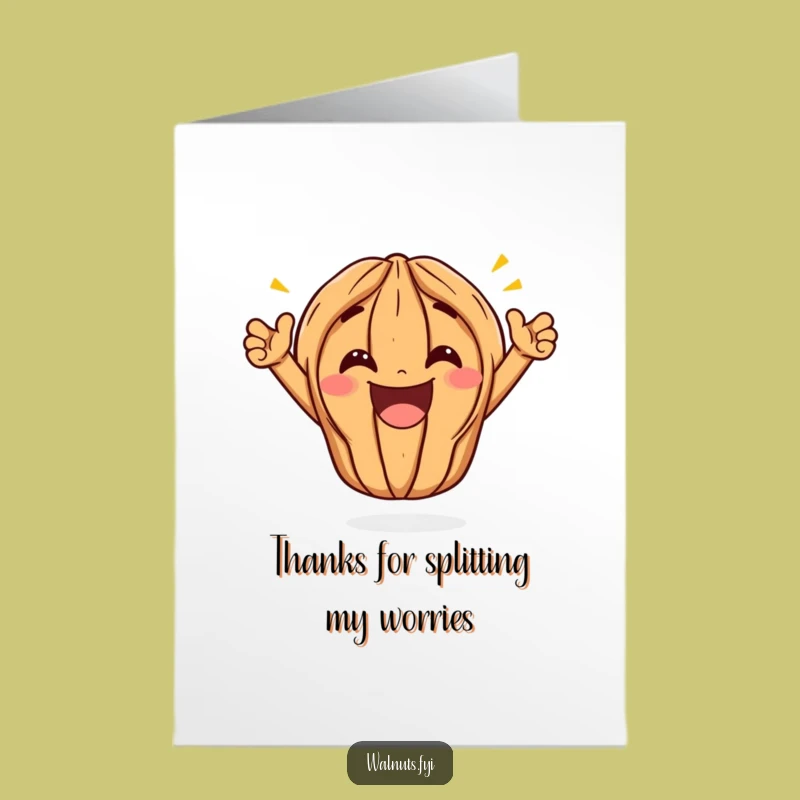 Free Printable Thank You Card: Grinning Kawaii Walnut, Fun Downloadable Gift!