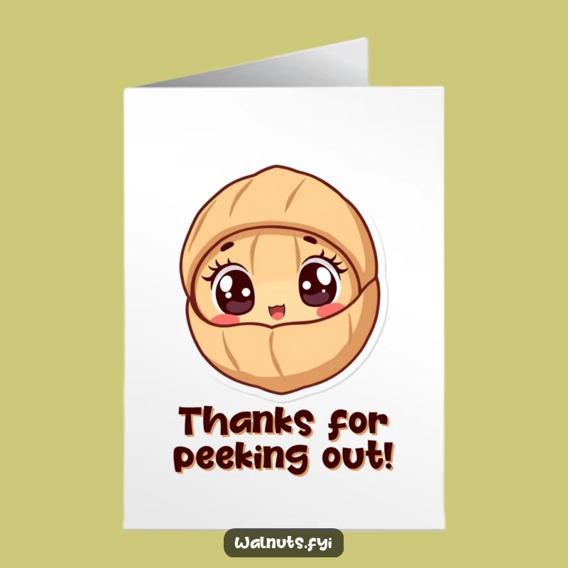 Free Printable Thank You Card: Peeking Walnut - Funny Downloadable Gift for a Sweet Thank You