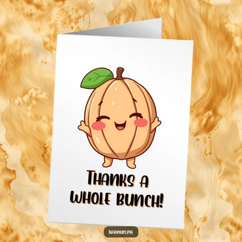 Funny Free Printable Thank You Card: A cute walnut character offering a friendly wink of gratitude. Ideal DIY gift.