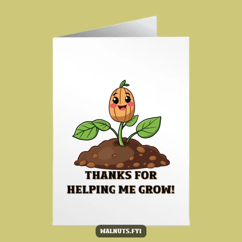 Free Printable Thank You Card: Walnut Sprout Surprise, A Funny Downloadable Gift of Gratitude