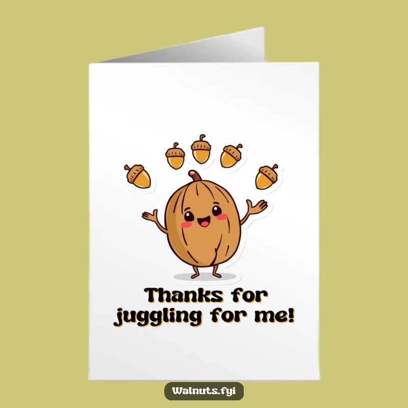 Free Printable Thank You Card: Juggling Walnut, Acorns, Express Gratitude Downloadable!