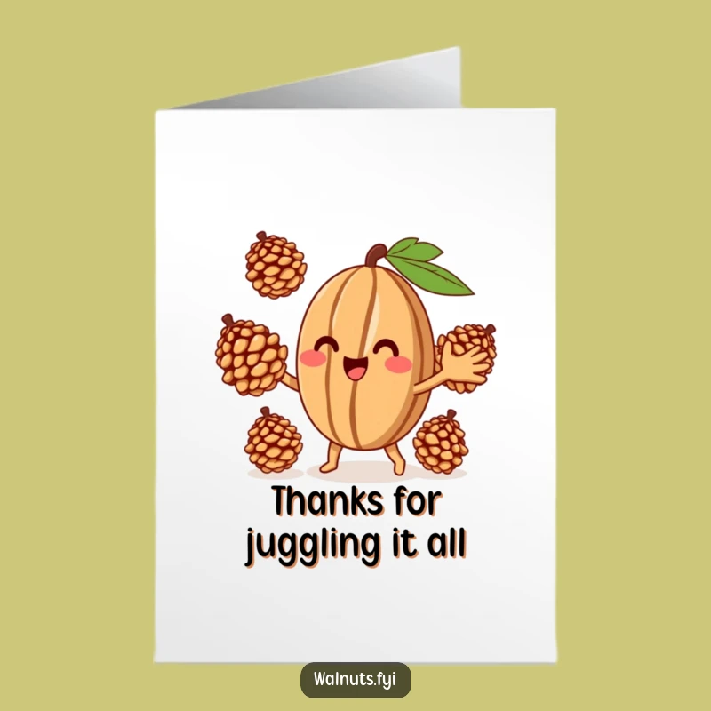 Free Printable Thank You Card: Funny Juggling Walnut, Hilarious DIY Downloadable Gift