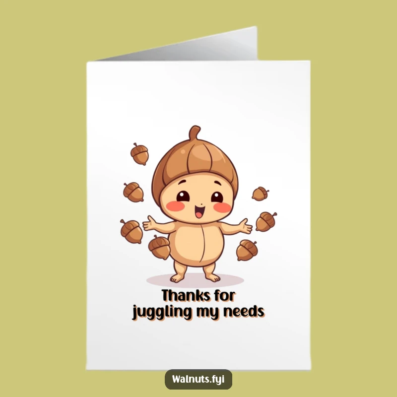 Free Printable Walnut Thank You Card: Grateful Walnut Juggles Thanks - Downloadable