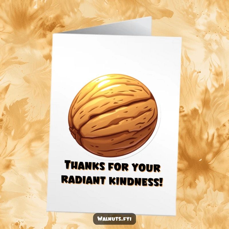 Funny Free Printable Thank You Card depicting a single walnut surrounded by a luminous, glowing aura, conveying heartfelt thanks.