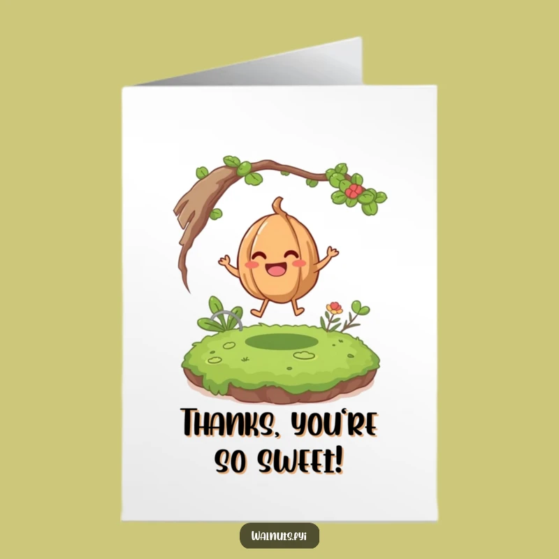 Free Printable Thank You Card: Giggling Walnut for Bouncy, Funny Gratitude