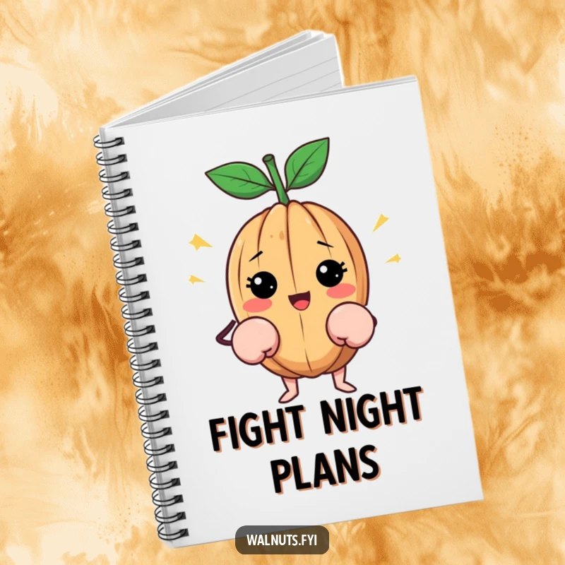 Funny Walnut Notebook: Happy walnut wearing tiny boxing gloves, perfect for notes and fight plans, funny gift.