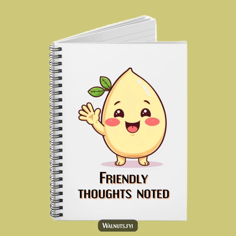 Funny Kawaii Cashew Wave Notebook - Jot Down Friendly Notes