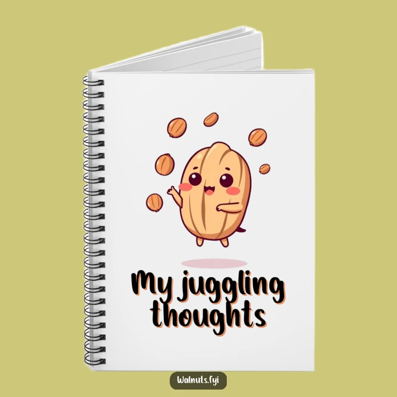 Funny Kawaii Walnut Juggling Notebook - Jot Down Your Dextrous Ideas