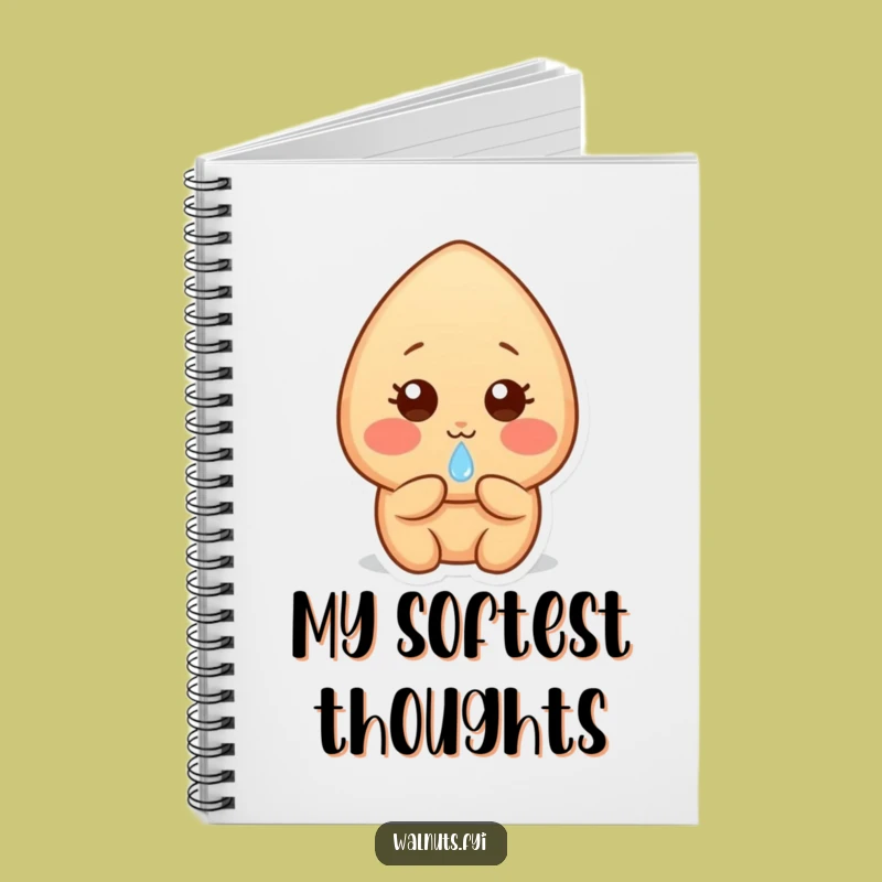 Funny Shy Almond Notebook - Jot Down Thoughts with Gentle Sweetness