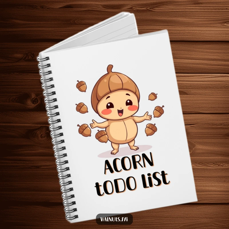 Funny Walnut Notebook: Playful walnut juggling acorns, perfect for notes and creative ideas, funny gift.