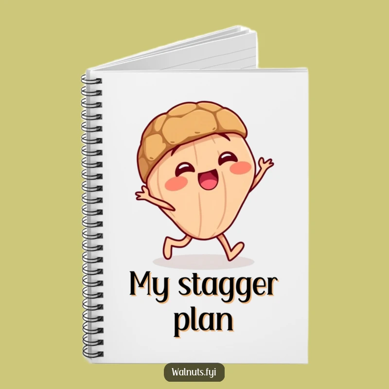Funny Staggering Walnut Notebook: Giggling Character Wobbling, Journaling Funny Gift