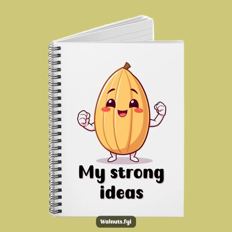 Funny Almond Flex Notebook - Smiling Nut Showing Muscle, Perfect Funny Gift Notes!