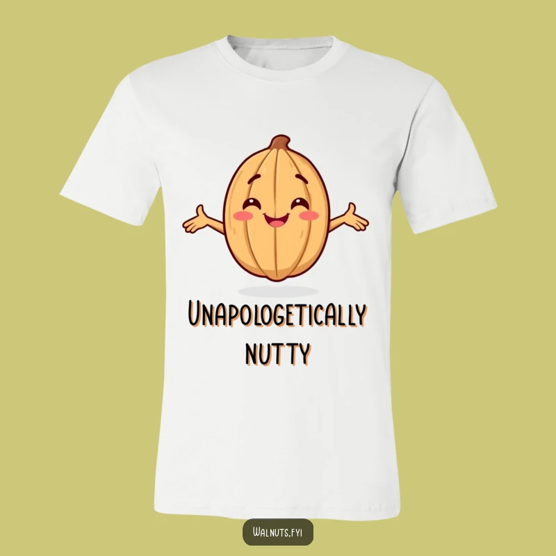 Funny Confident Walnut T-Shirt: Smiling Character Posing Boldly, Cool Funny Gift Tee