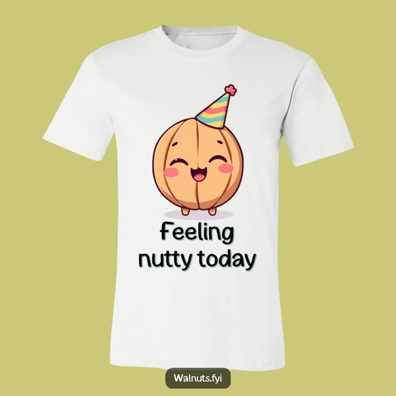 Funny Walnut Party Tee: Cheerful Winking Nut Shirt, Celebration Style, Perfect Funny Gift