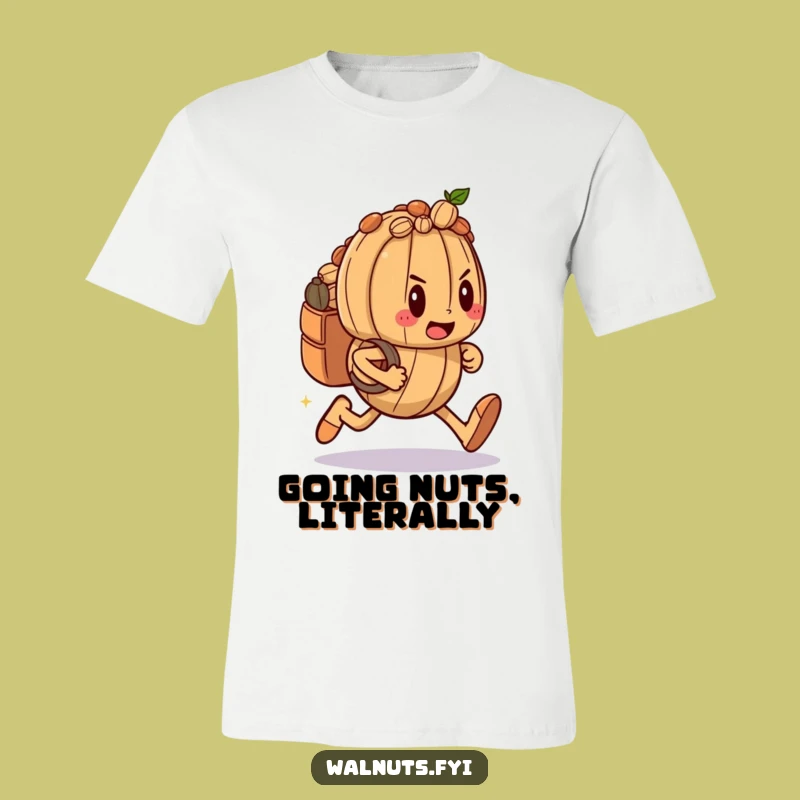 Funny Walnut Runner T-Shirt: Determined Sprint, Nutty Backpack, Hilarious Gift for Him